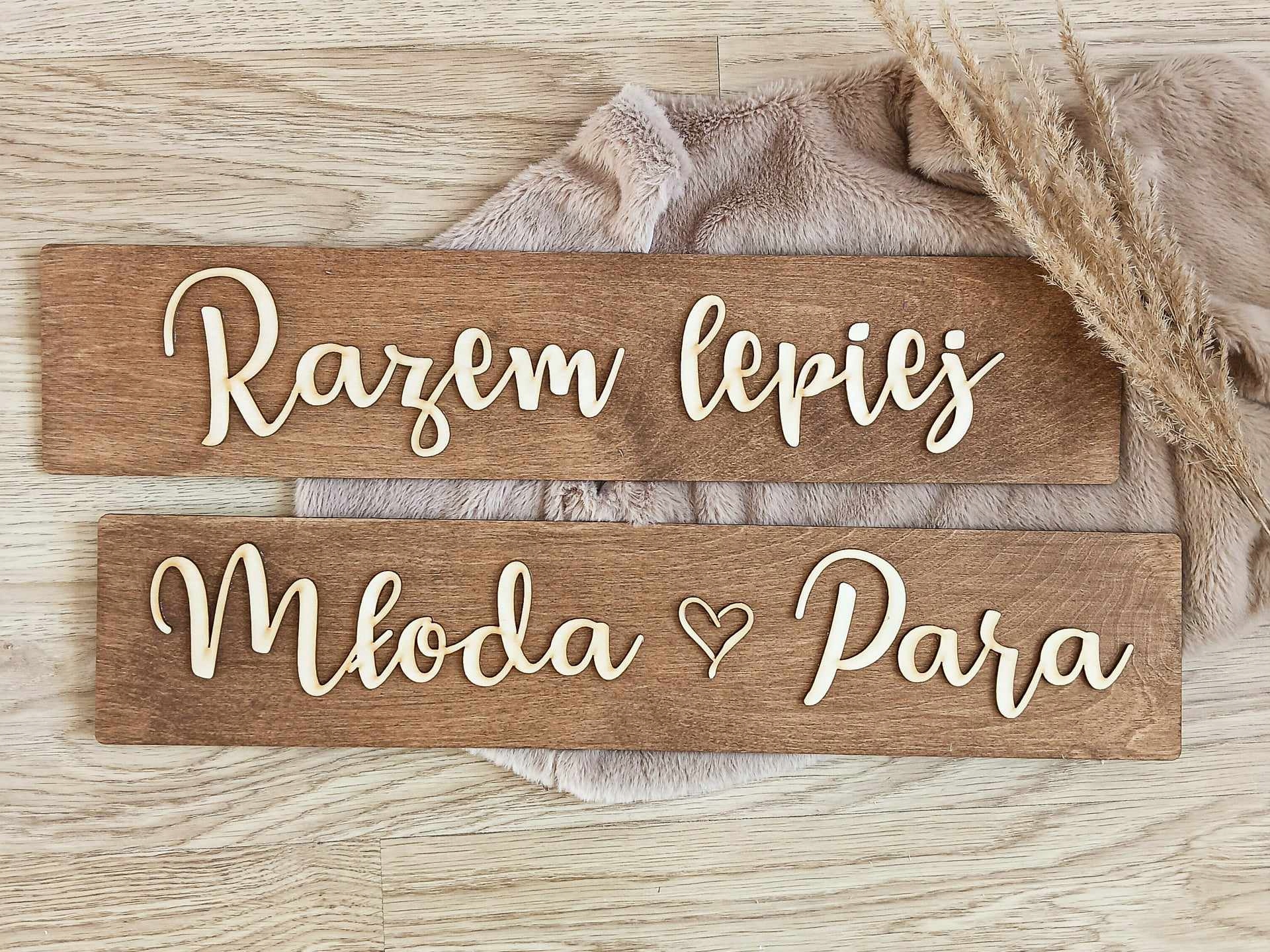 Tablice ŚLUBNE drewniane do auta dekoracje ślub wesele Marka inna