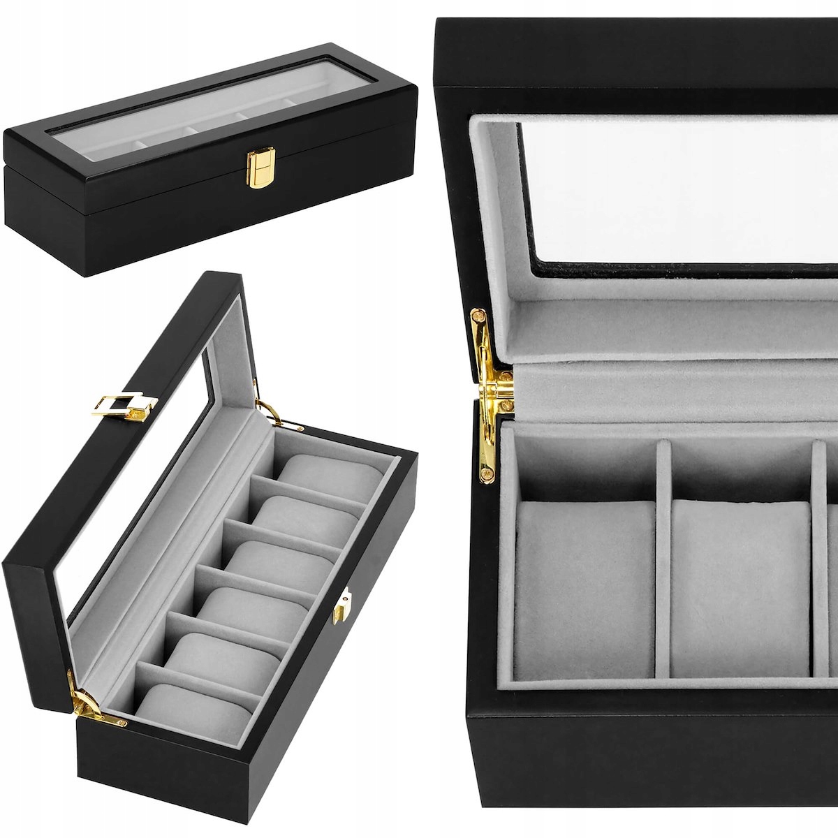 

Szkatułka Na Zegarki Etui 6szt Organizer Pudełko