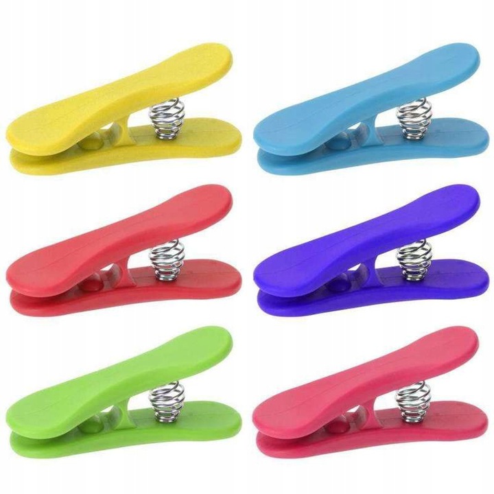 KLIPSY DO ZAMYKANIA OPAKOWAŃ TOREBEK KLAMERKI 6szt