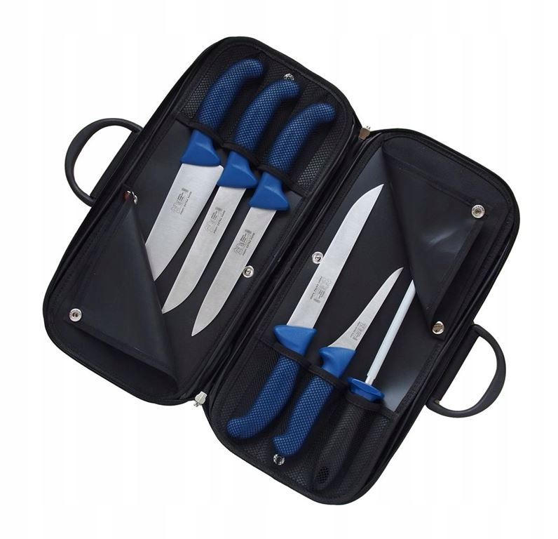 Kabela s mäsiarskym nožmi Profi Line 5 ks ocieľka (modrá)