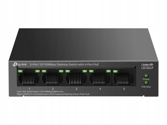 Tp-link LS105LP 5-Port 10/100 Mbps Desktop Switch with 4-Port PoE