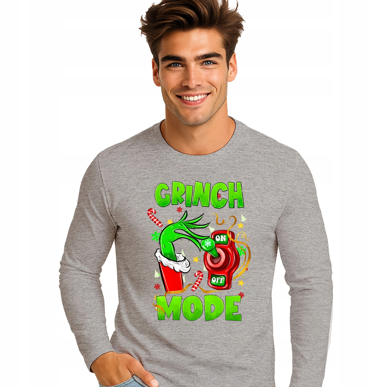 Pánská Vánoční Košile Grinch Mode On Longsleeve Dárek K Vánocům XL