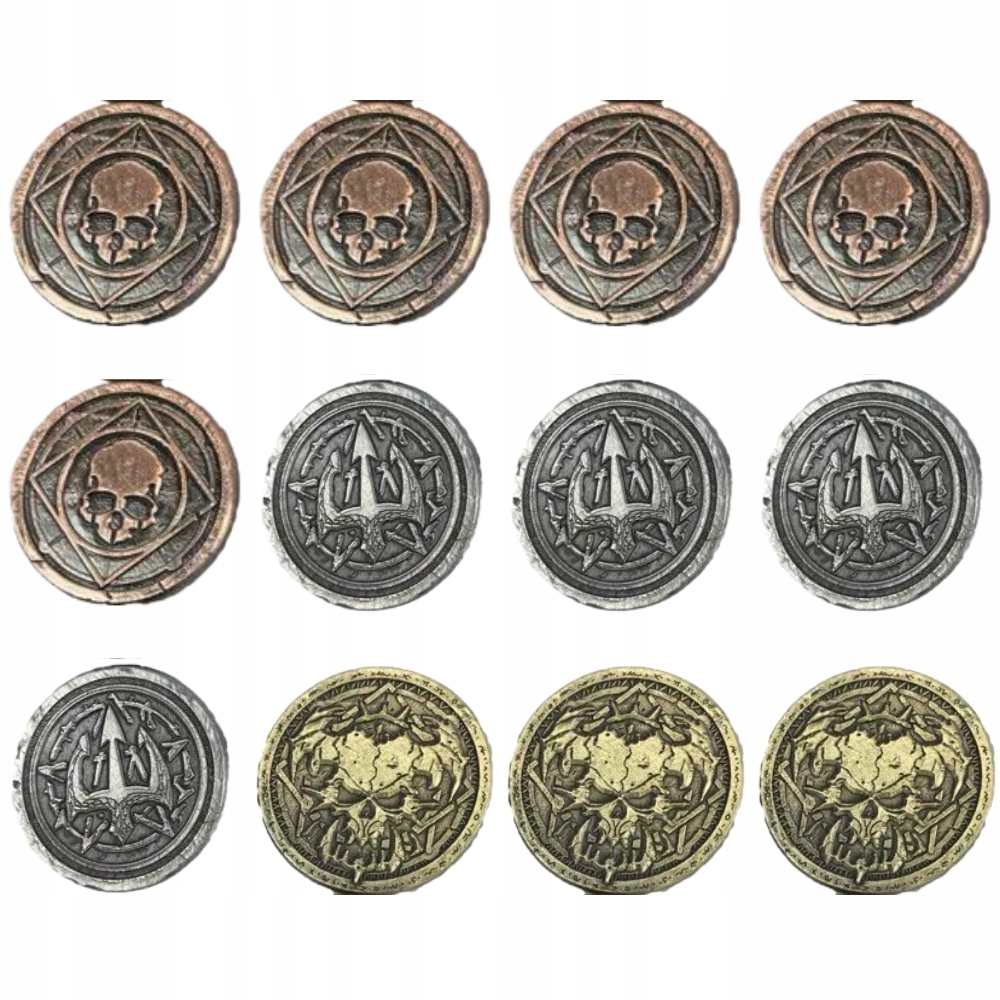 ZESTAW 12 POTWORNYCH METALOWYCH MONET LARP