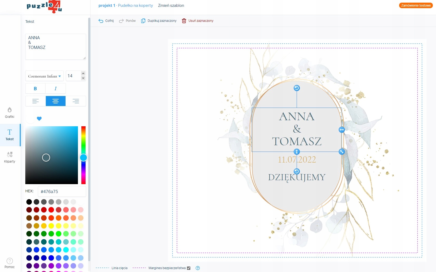Pudełko na koperty PERSONALIZACJA ŚLUB WESELE Płeć uniseks