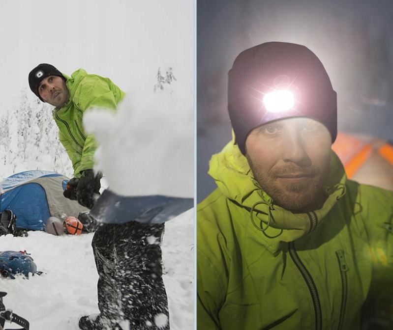 CZAPKA ZIMOWA Z LATARKĄ LAMPKĄ LED NA BATERIE Cechy dodatkowe diody
