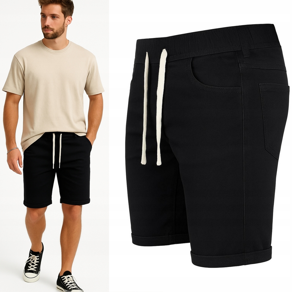 Kraťasy pánské Jeansové Krátké elastické kalhoty Pas s Gumičkou, 508 XL
