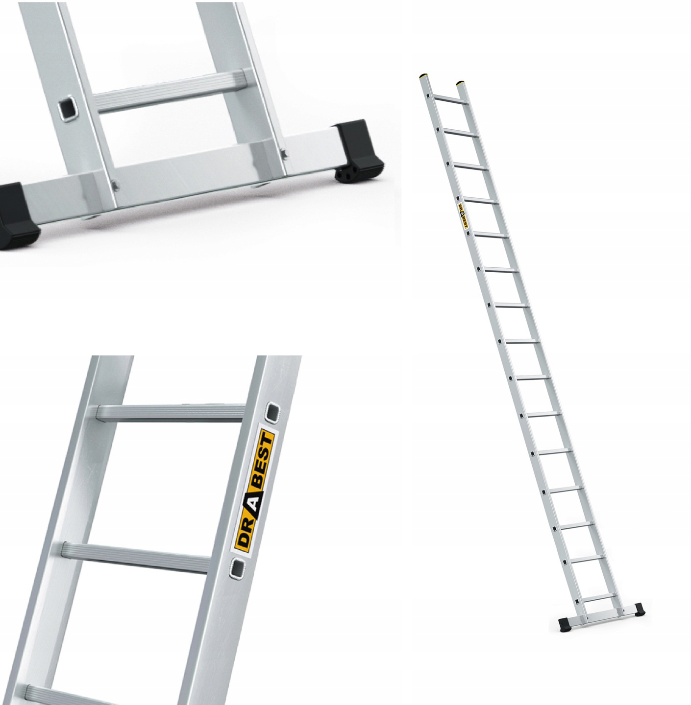 Žebřík 1x15, profesionální, 15 příček Drabest Hák