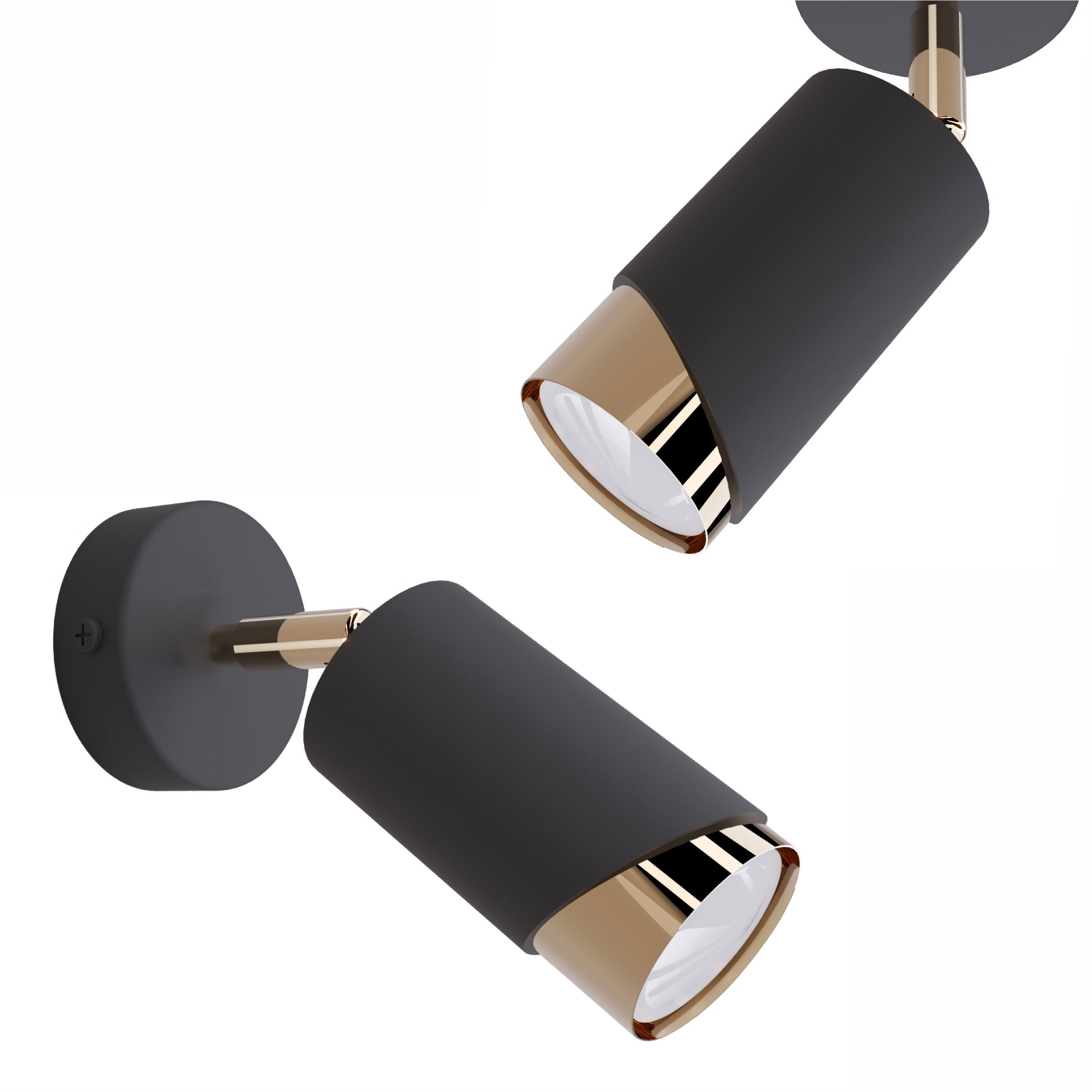 Stropní Svítidlo s regulací v černé zlaté barvě 1xGU10 Nástěnné svítidlo
