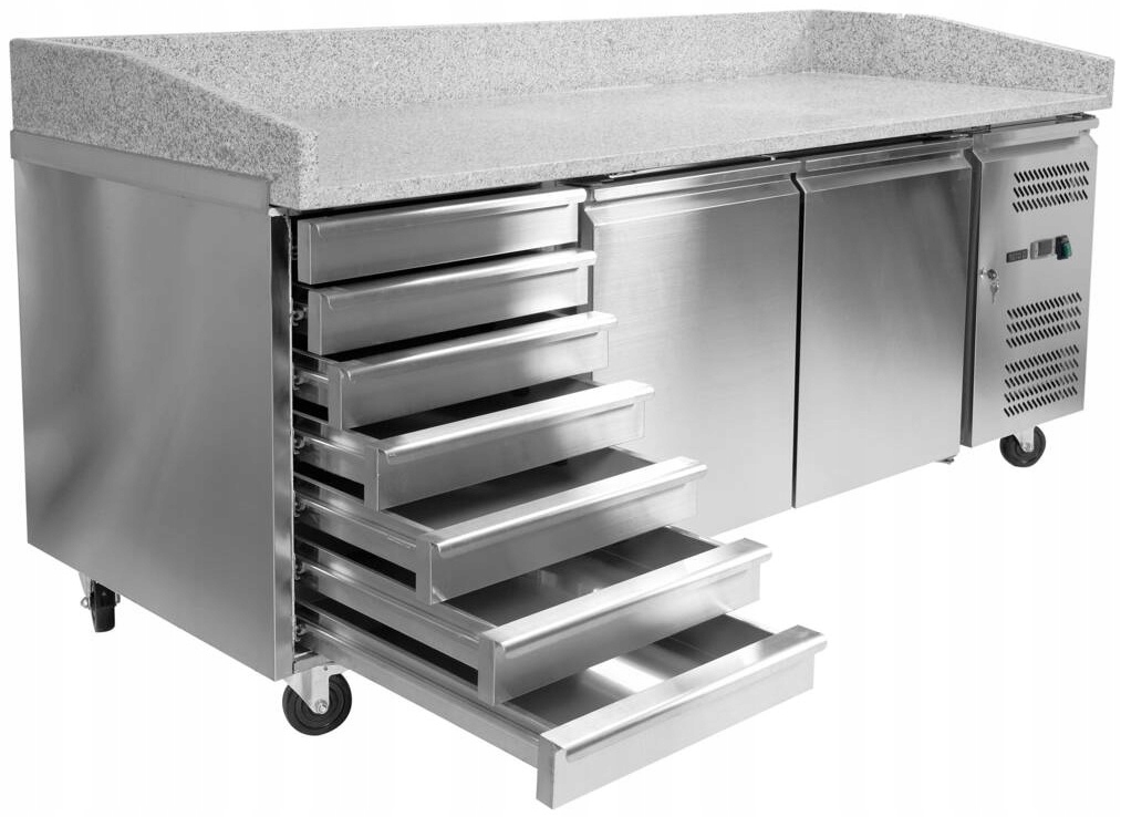 Stół chłodniczy 2-drzwiowy 7 szuflad blat granitowy 203cm Yato YG-05310