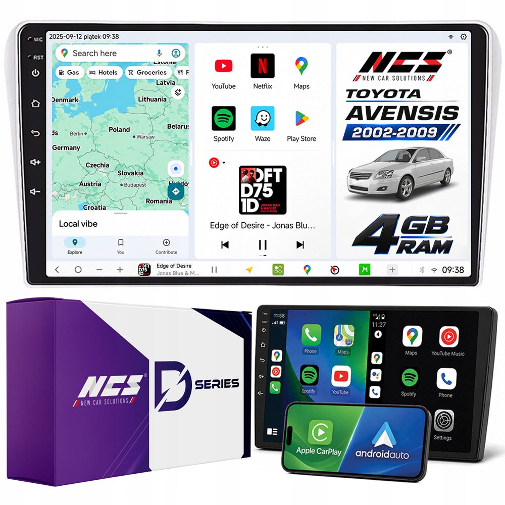 Autorádio Ncs D9 Toyota Avensis 2002-2009 Android 4GB Lte