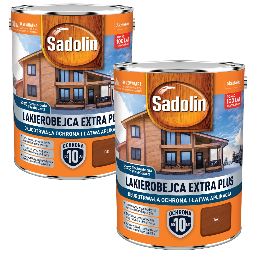 Set Sadolin Extra Plus 2x4,5L Vodní Lakobejca Na Dřevo Tek 9L