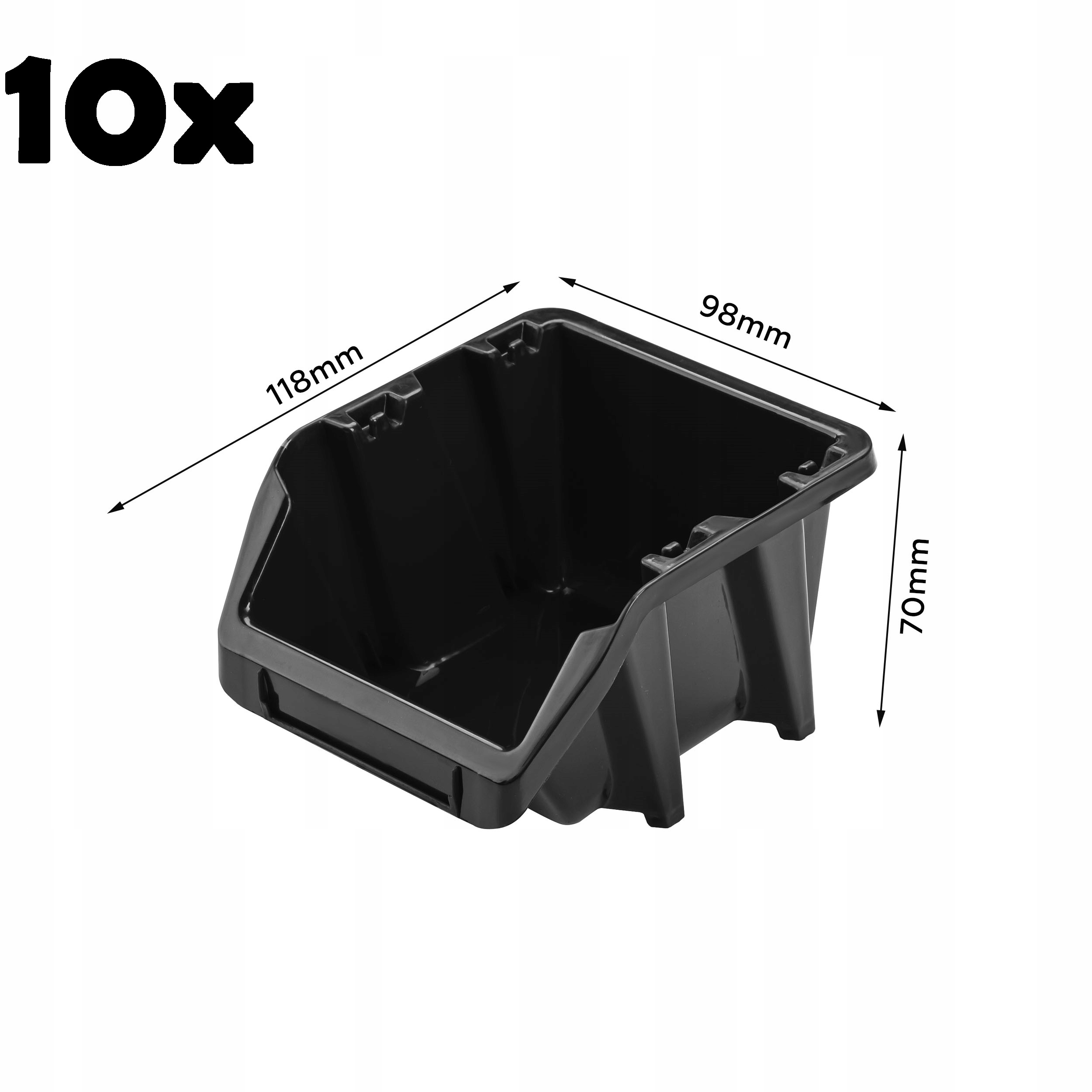 

10 Pojemników magazynowych 98x118x70 mm warsztat