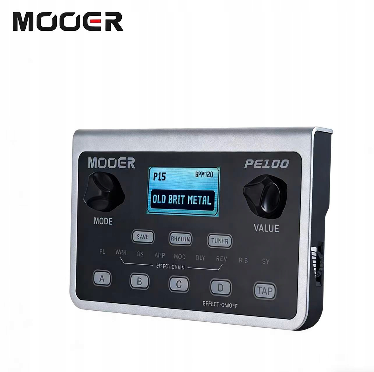 Mooer PE100 – Multiefektový Kytarový Efekt, Pedál, 99 Předvoleb, Tap Tempo