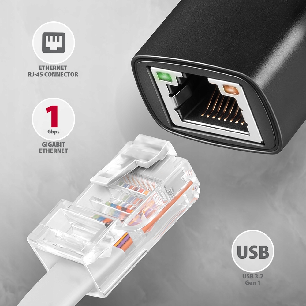 Adapter Ethernet Usb-a Axagon Ade-ar Gigabit Szybkie Połączenie Interneto