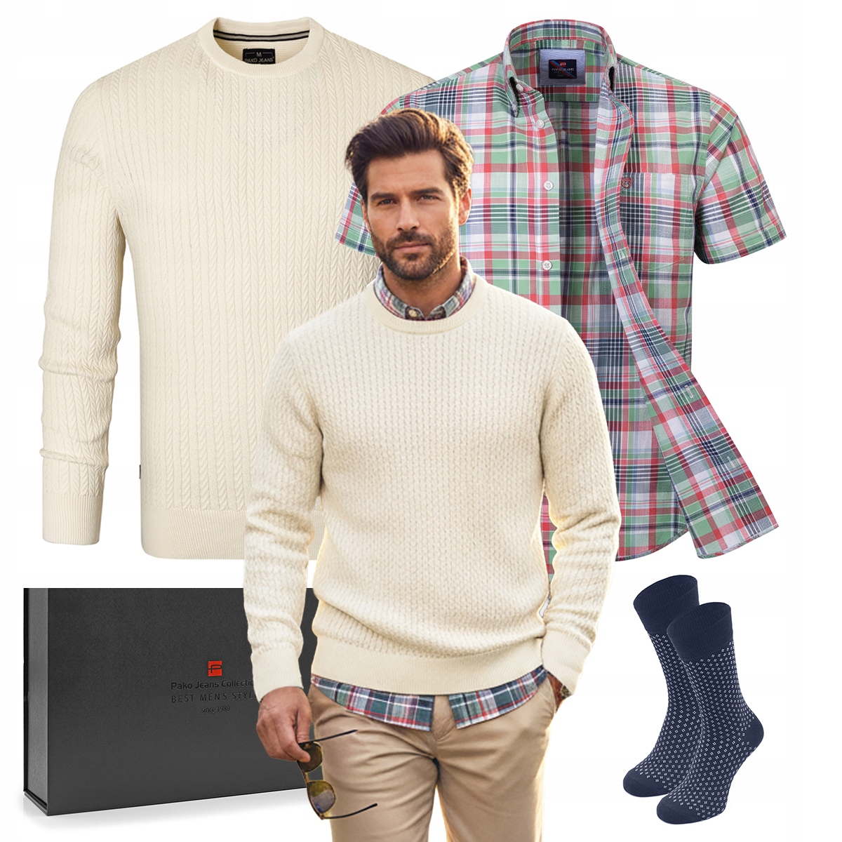 Elegantní dárková sada pro muže – košile a svetr Pako Jeans L