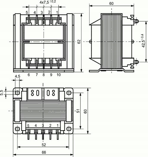 Transformator 40VA, 230Vac (12V, 12V) 1.6A, Indel Kod producenta TS40/018