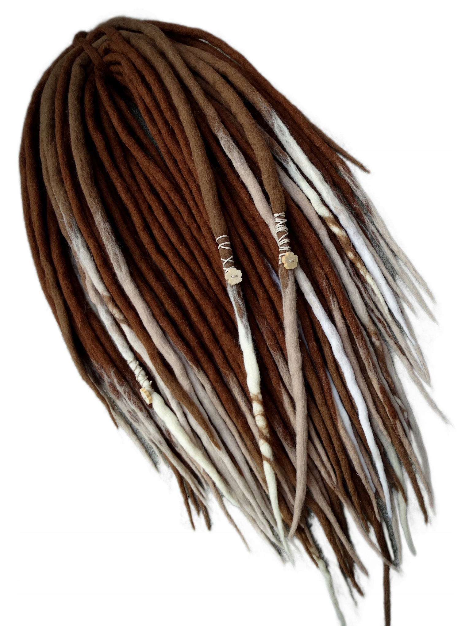 Dredloky Dredy vlněné, hnědé béžové blond, Retro Styl, 40 kusů