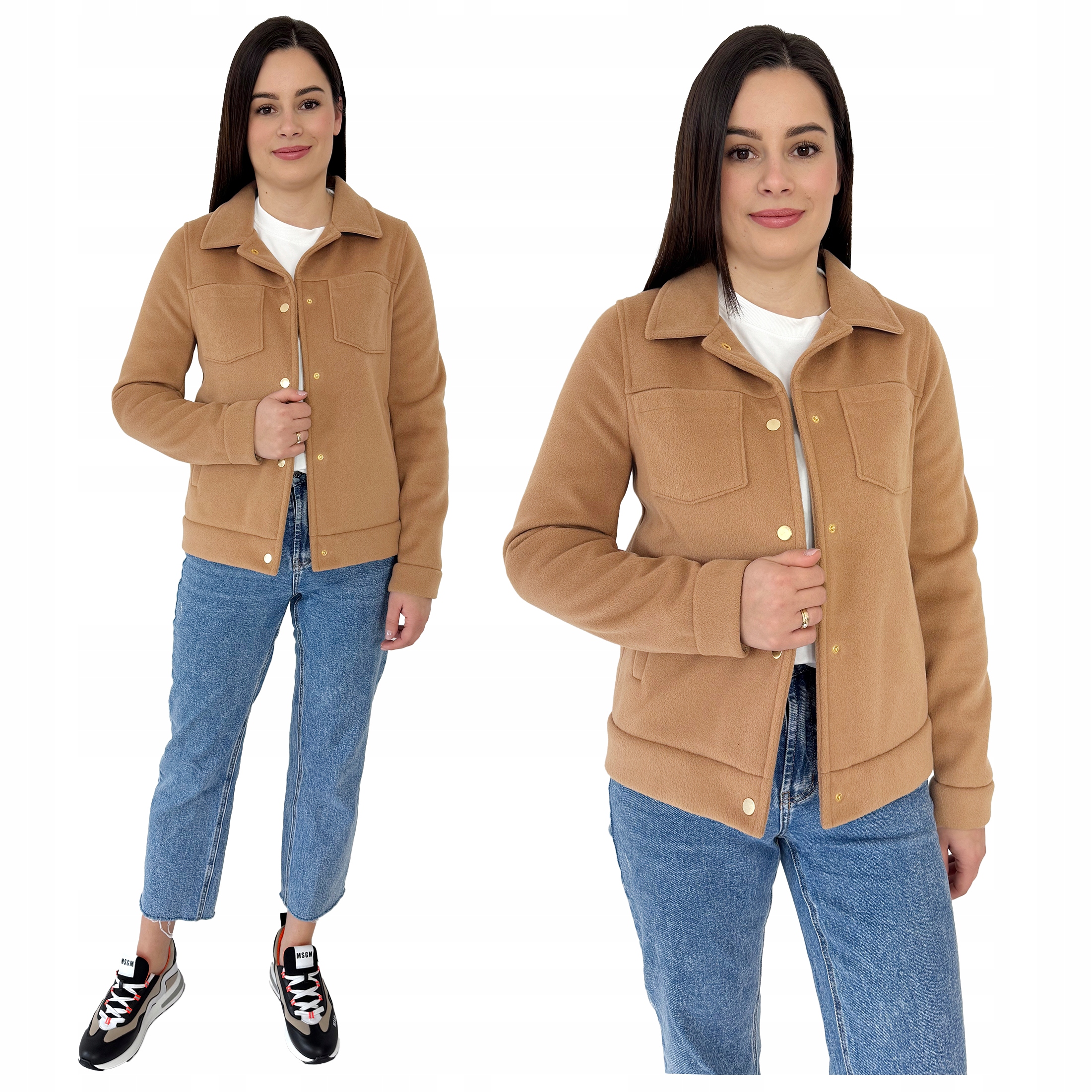 Jarní polská bunda a'la katana na druky s vlnou a alpakou Karamelová 44