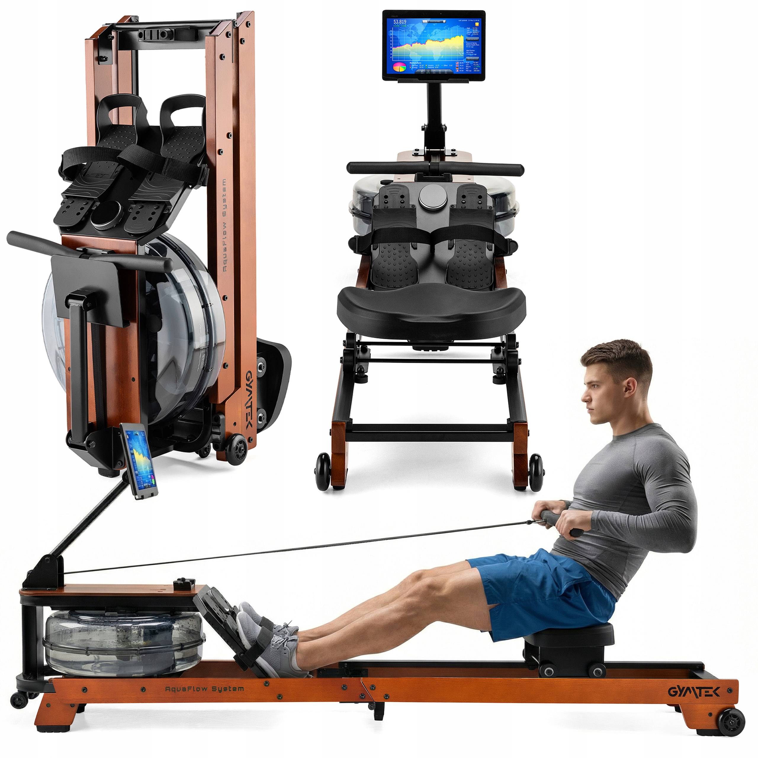 Wioślarz Do Ćwiczeń Wodny Składany Ergometr Wioślarski Bt Aplikacja XRW5000