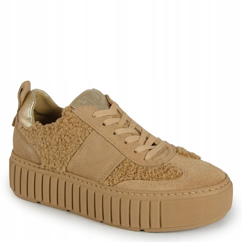 Chebello 4584 Béžové Kožené Tenisky S Kožešinou 36