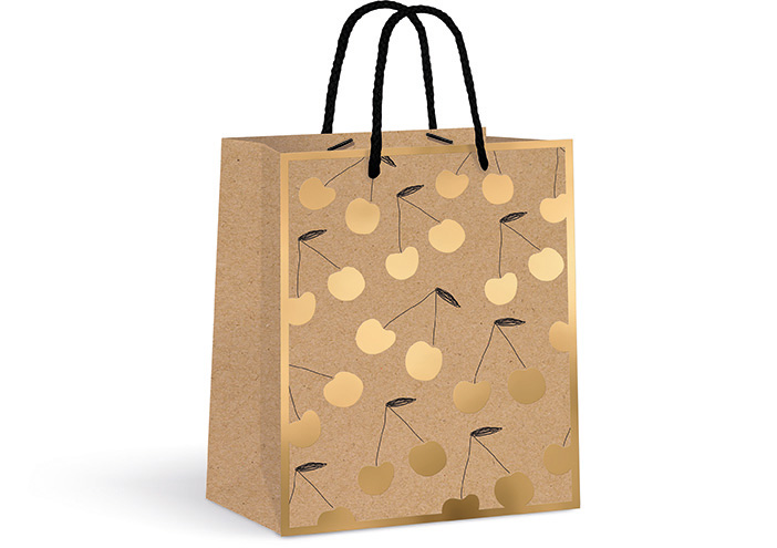 

Torebka Interdruk 18x23x10 Kraft Gold Wisienki