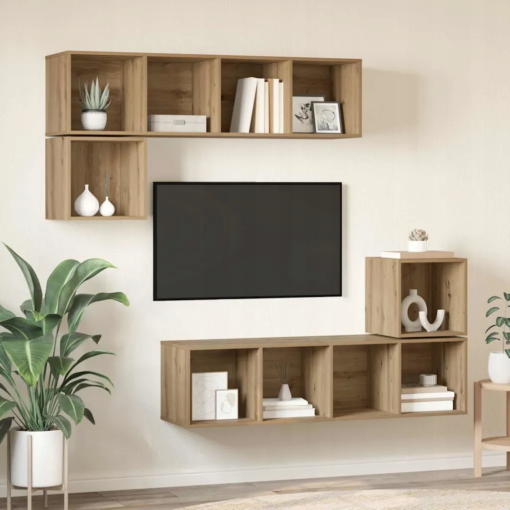 vidaXL Sestava Tv skříněk 4 pcs Artisanový dub kompozitní dřevo