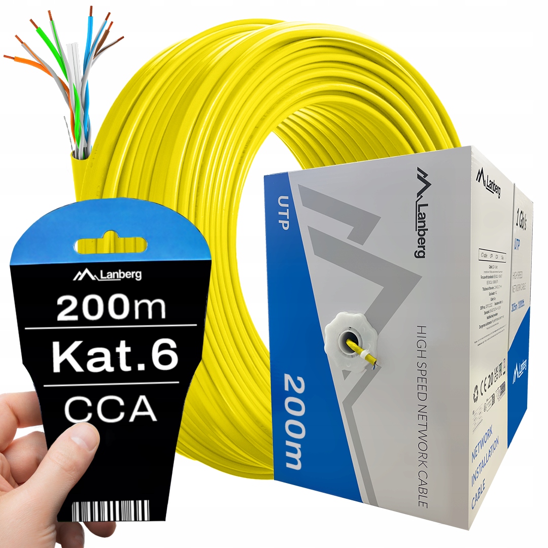 Kabel Przewód Sieciowy Lan Skrętka RJ45 Utp KAT.6 CAT.6 200M Lanberg