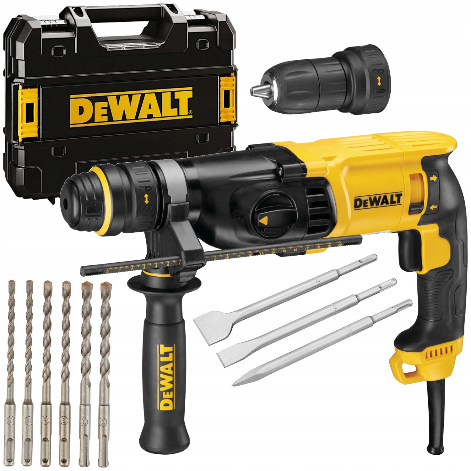 Młotowiertarka sieciowa 800W Sds+ Dewalt D25134KP Zestaw dłut, wierteł