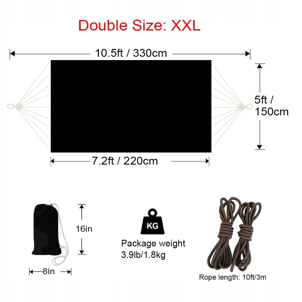 GOCAN Hamak Dwuosobowy 220x150cm 300kg Bawełna Ogród Balkon XXL — miniatura 3