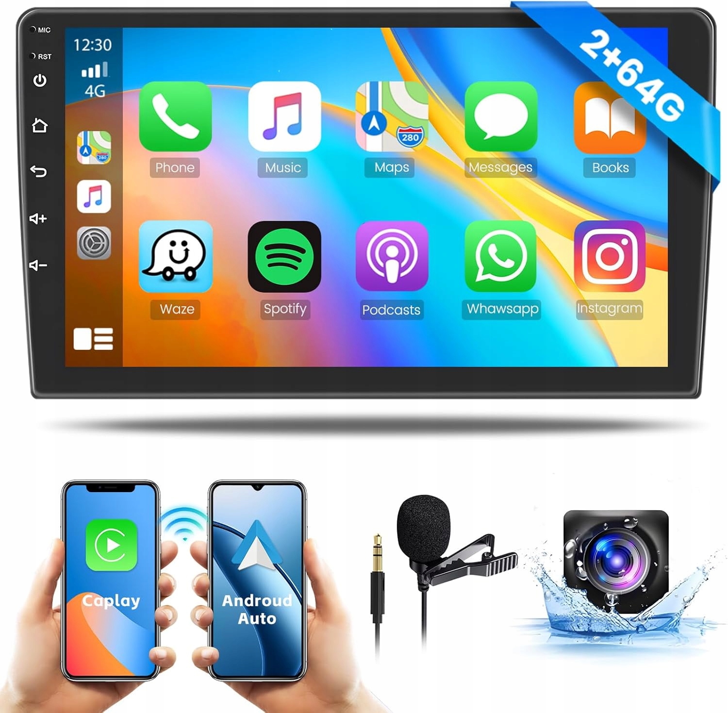 Rádio Android 2DIN 13 2 64GB Couvací kamera Ahd Mikrofon WiFi Bluetooth