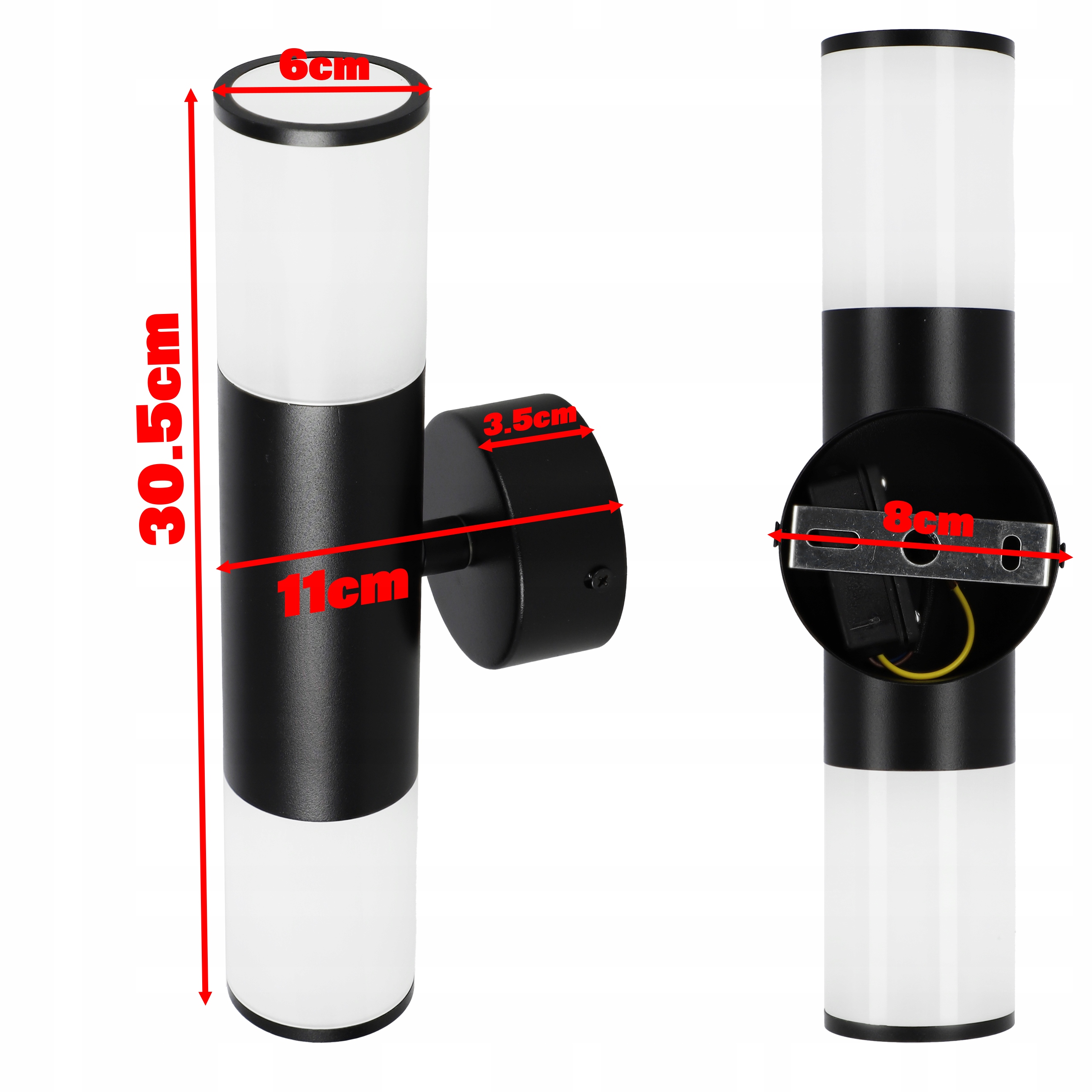 Kinkiet Zewnętrzny Lampa Elewacyjna Ścienna LED Ogrodowa 2X GU10 IP54 BK Głębokość produktu 11 cm