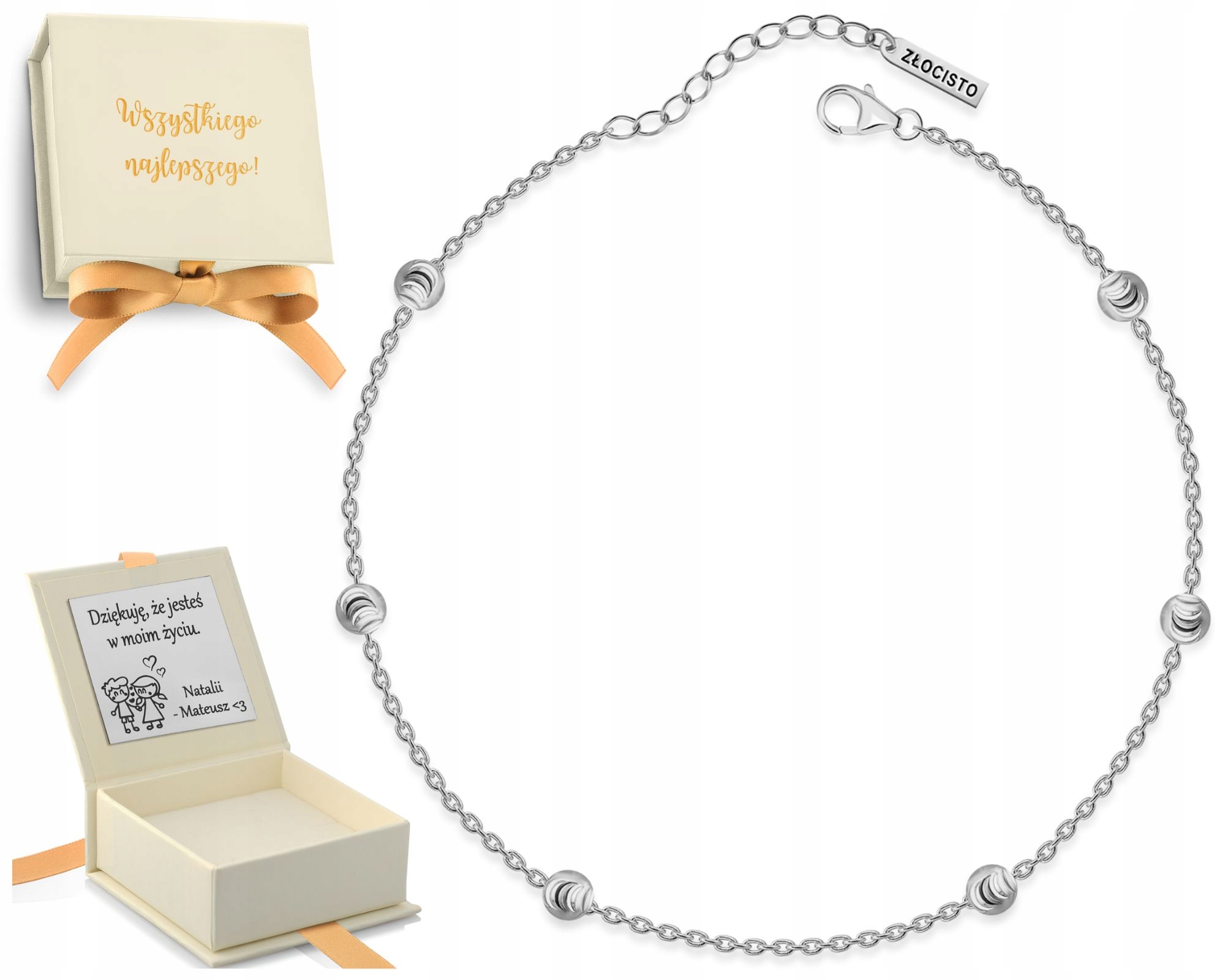 Dámský stříbrný náramek s diamantovými kuličkami na ruku 925