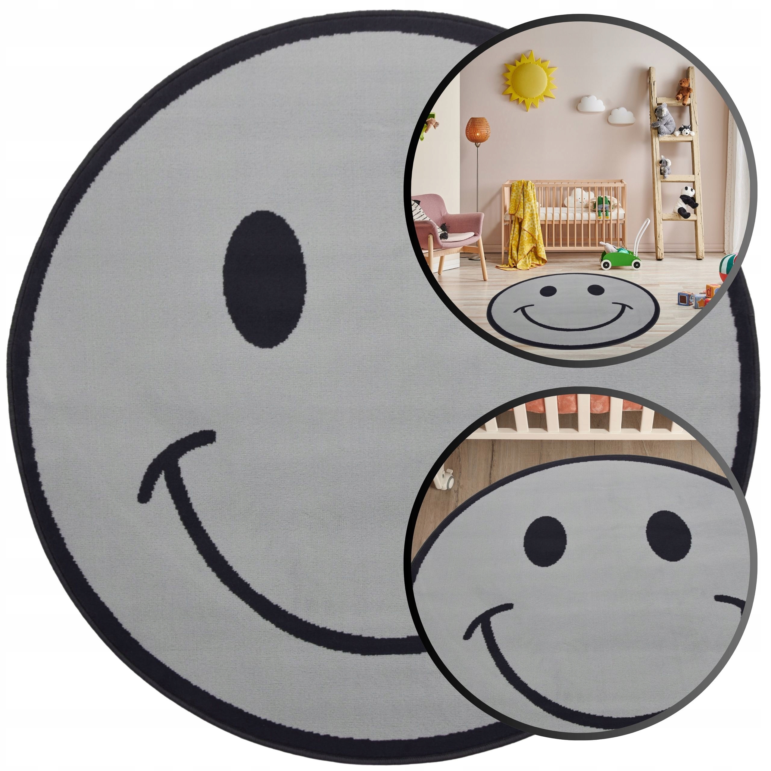 Koberec Dětský Kruh Koberce Venezia Šedý Kulatý 120 CM