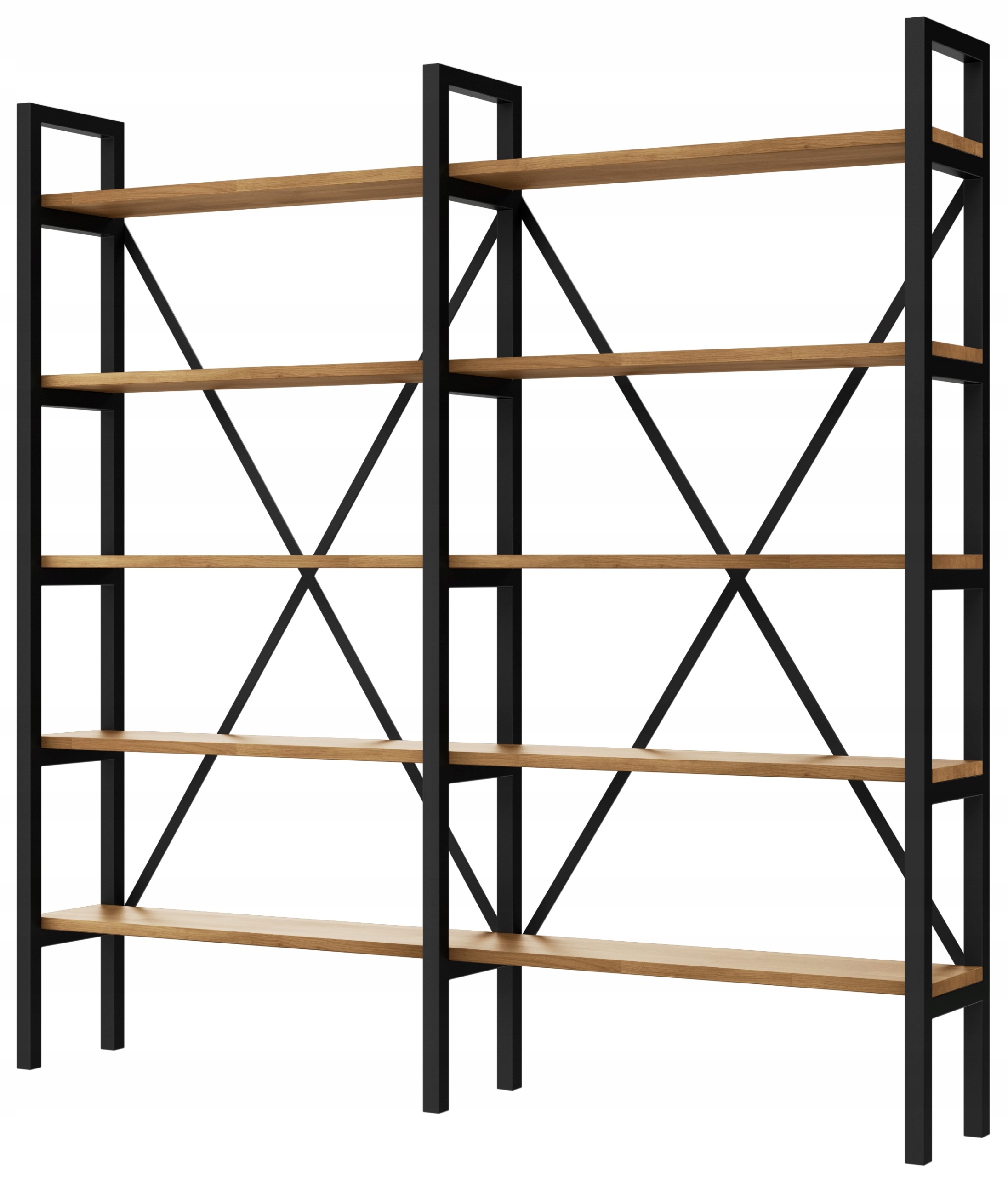 Industriální regál Loft na knihy dub D5-20 200 cm