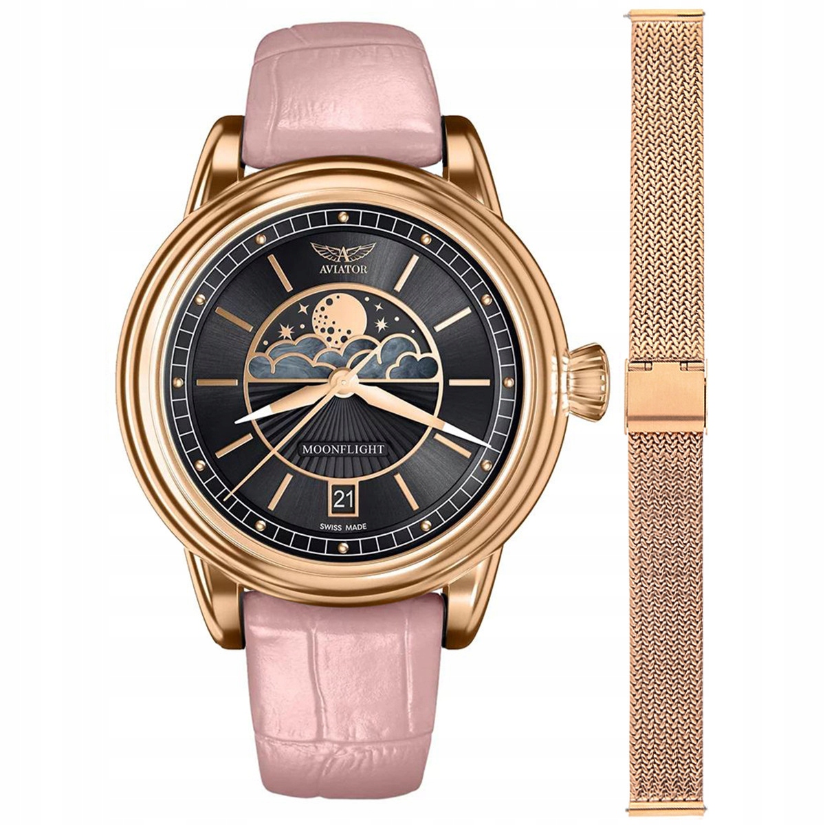 Dámské hodinky Aviator V.1.33.2.253.4PM-SET růžové