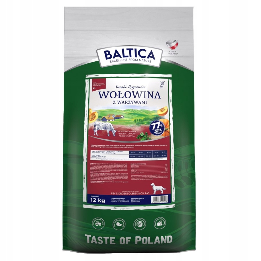 Levně Baltica Adult Hovězí se zeleninou XL 12 kg suché Krmivo pro obří psy