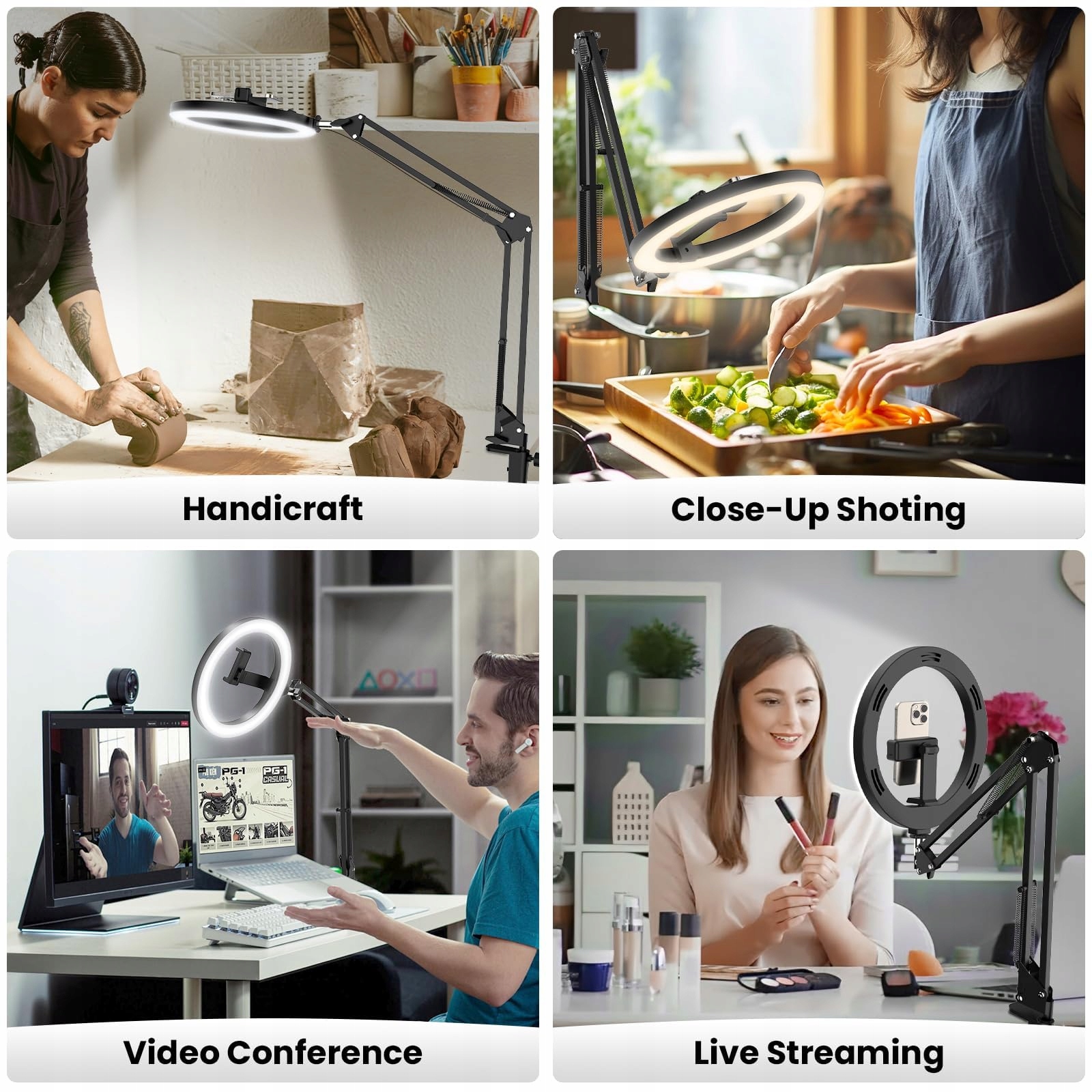 LUXSURE Statyw Z Lampą Pierścieniową Do Nagrywania Wideo I Streamingu — miniatura 2