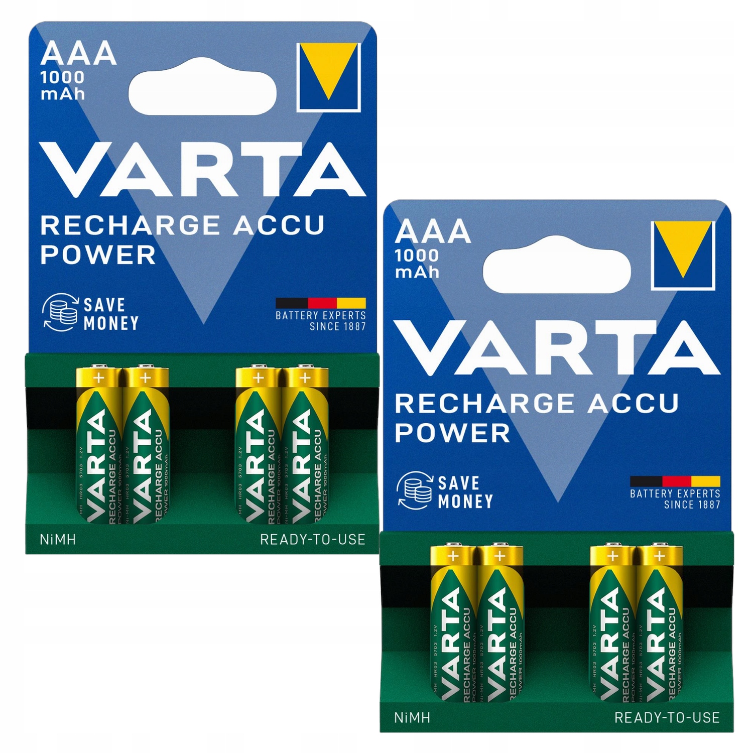 Varta Power Aaa 1000mAh Bateria akumulatorek NiMH Paluszki małe 4szt x2