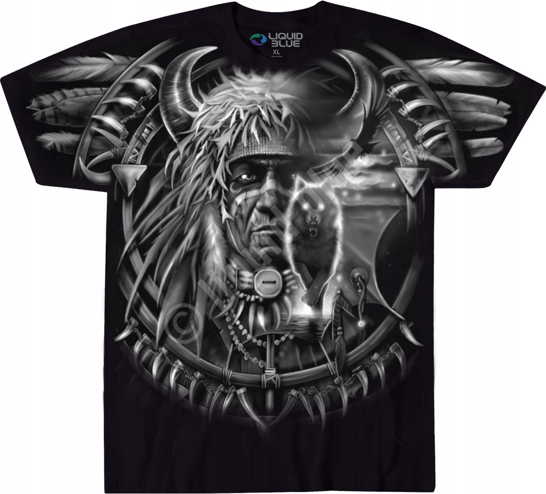 Indián Vlk Lapač Snů Wolf Dreamcatcher Liquid Blue 5XL
