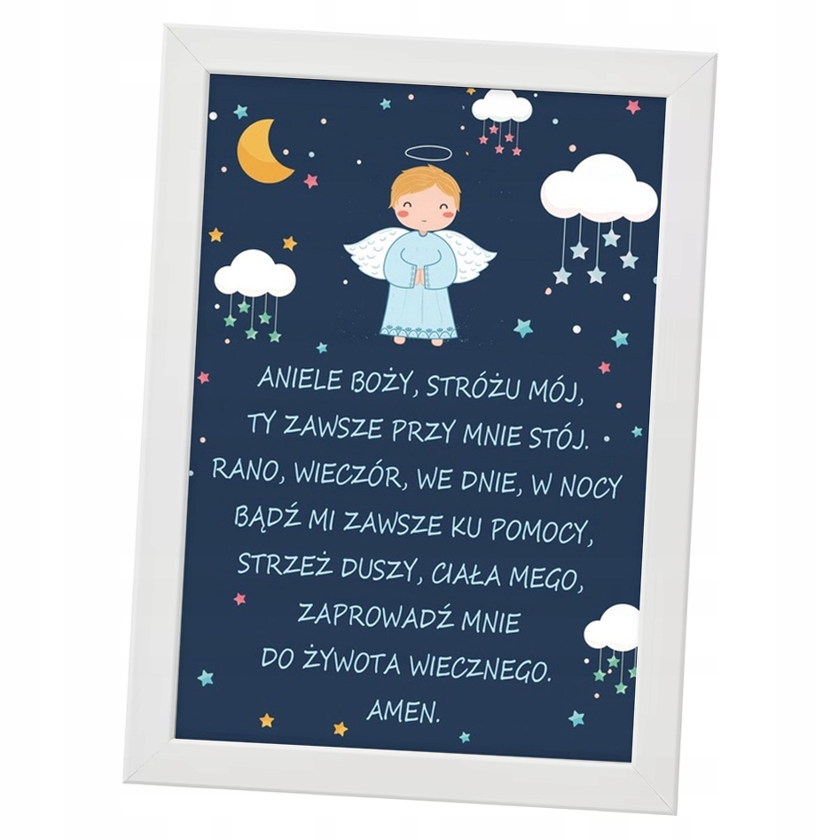 Obrazek, plakat modlitwa WZORY A4 ANIELE BOŻY + RAMKA WZORY
