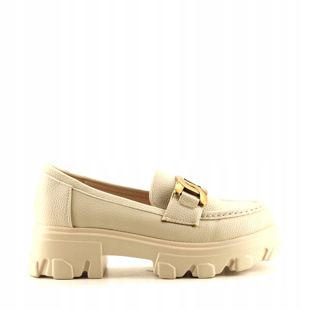 DAMSKIE HIT MOKASYNY Z ŁAŃCUCHEM 16370 BEŻOWE 39