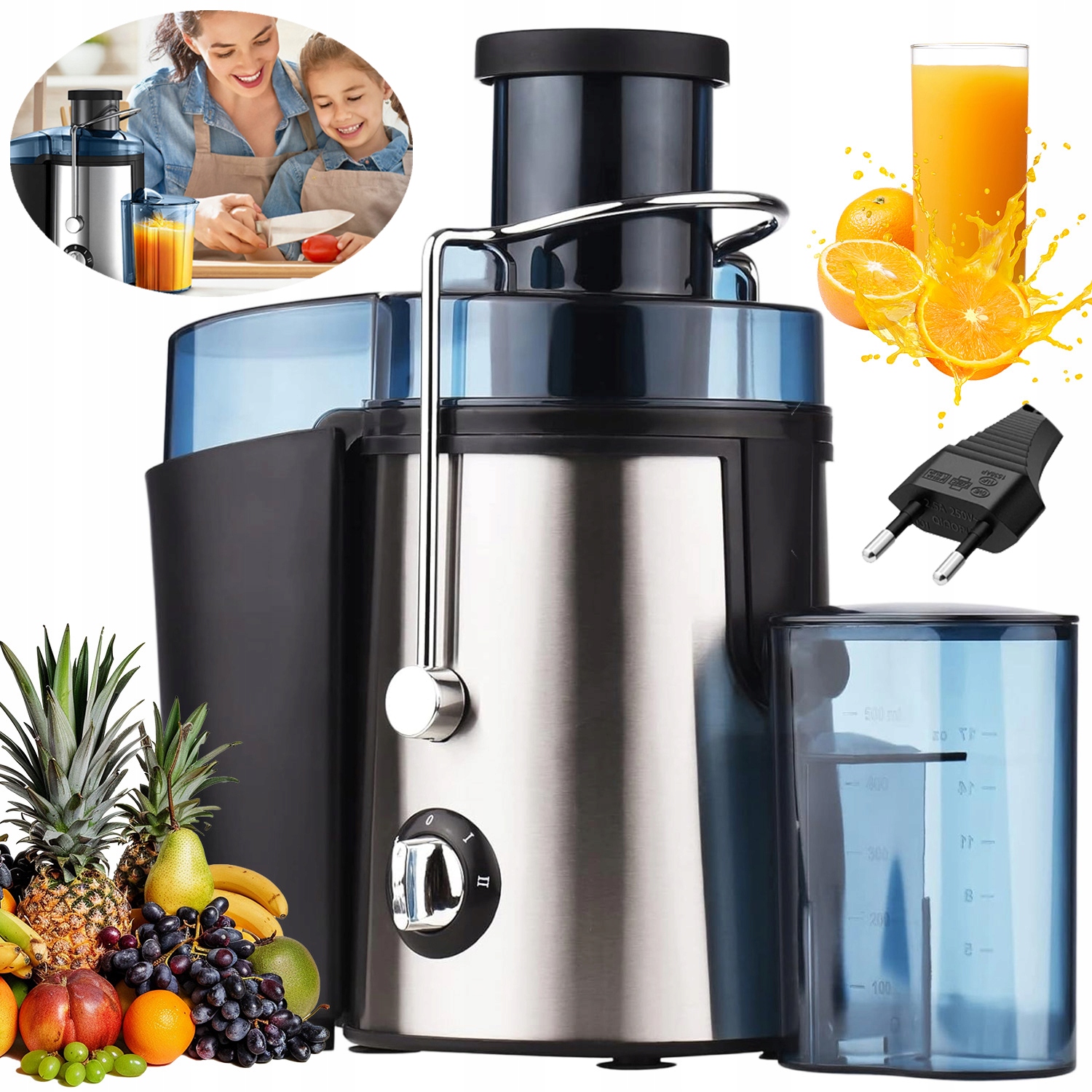 Elektrický Odšťavňovač Pomerančů 1000 W, Rychlé Odšťavňování, 2 Rychlosti