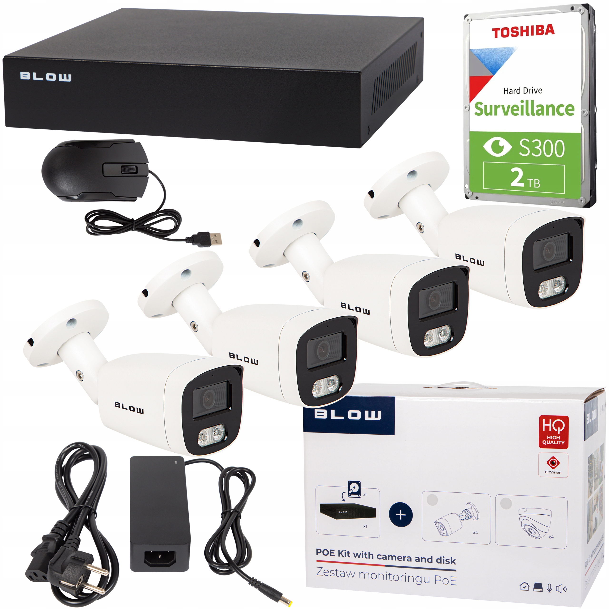 Sada Monitorování PoE 4x8MP 4x Venkovní Tubusové Kamery 8MPx Hdd 2TB