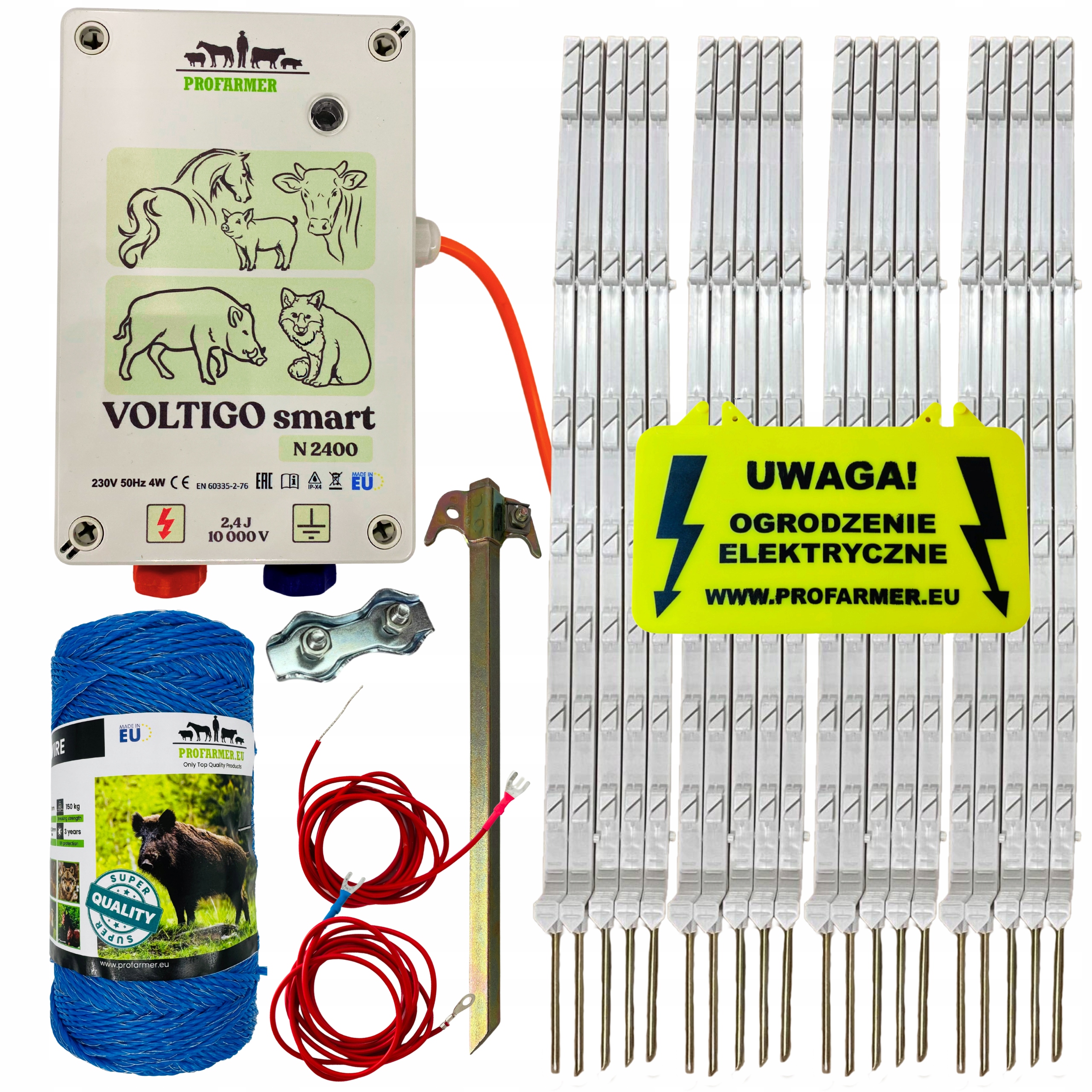 Pastuch Elektryczny Na Dziki Lisy Wilki Konie Bydło Jelenie Zestaw 230 V