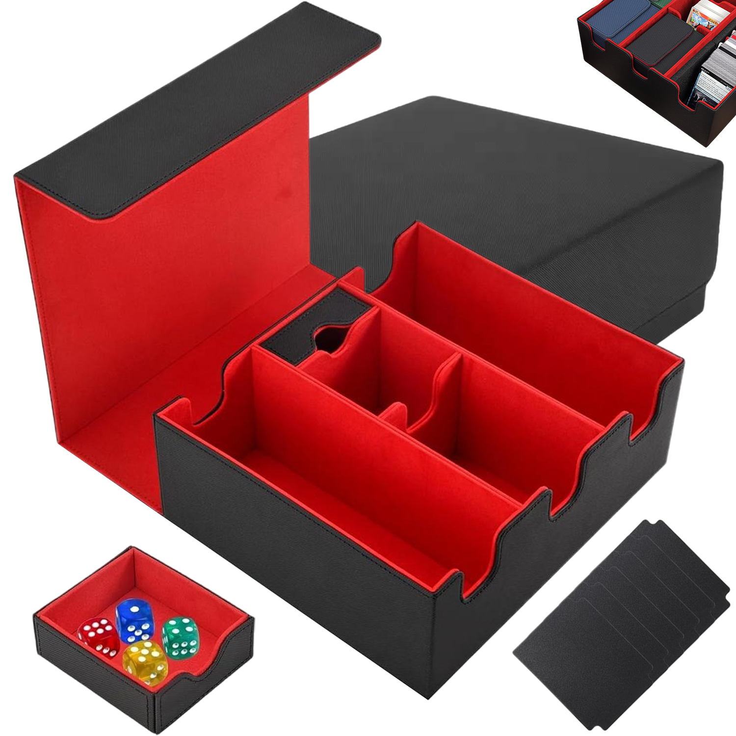 PUDEŁKO NA KARTY MAGNETYCZNE Z 5 PRZEGRÓDKAMI I 6 PODZIAŁKAMI DO KART