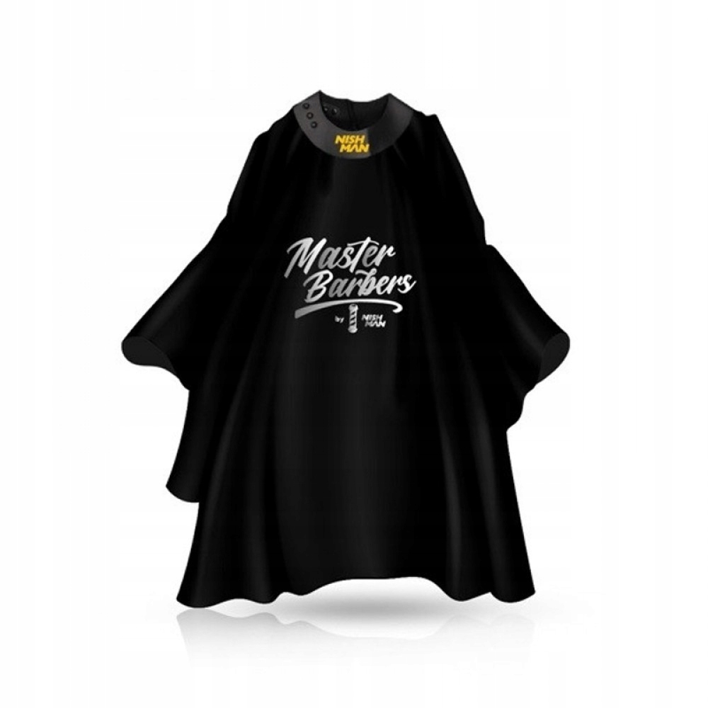 Nishman Barber Cape Black Czarna Peleryna fryzjerska