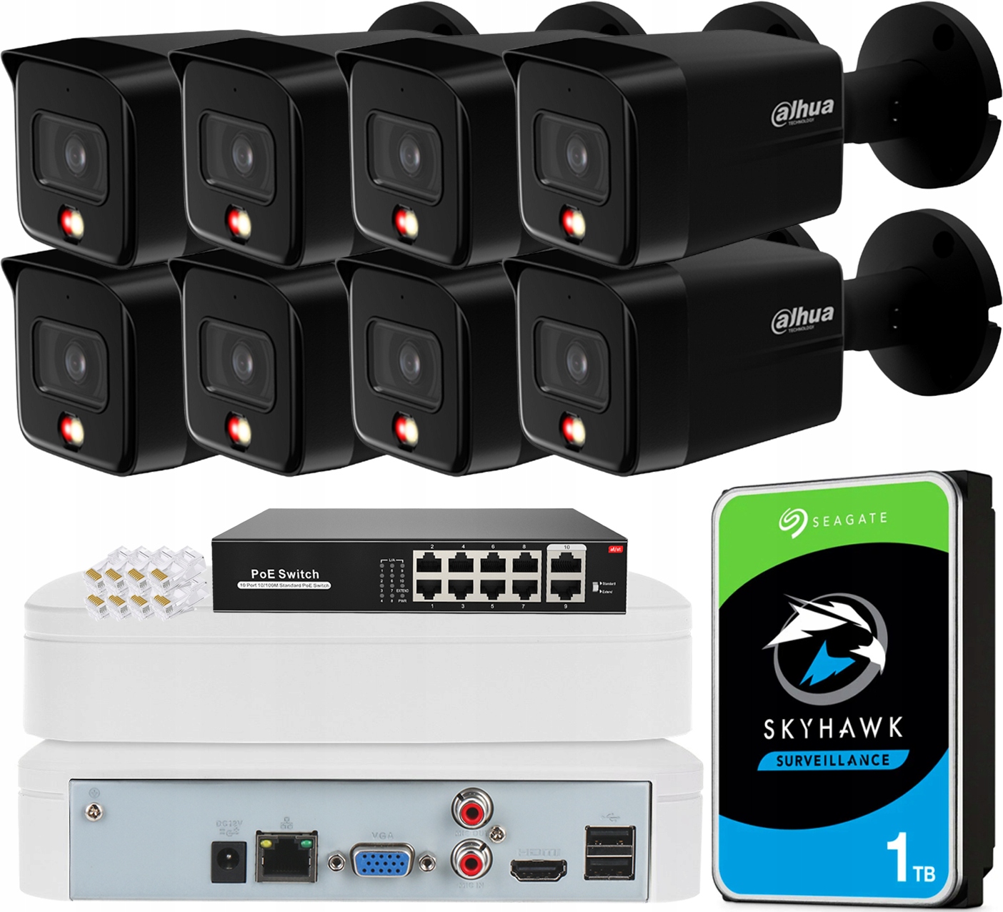 Zestaw Monitoringu Dahua 8 Kamer 8Mpx Smart Dual Light IPC-HFW1839TC-A-IL-B