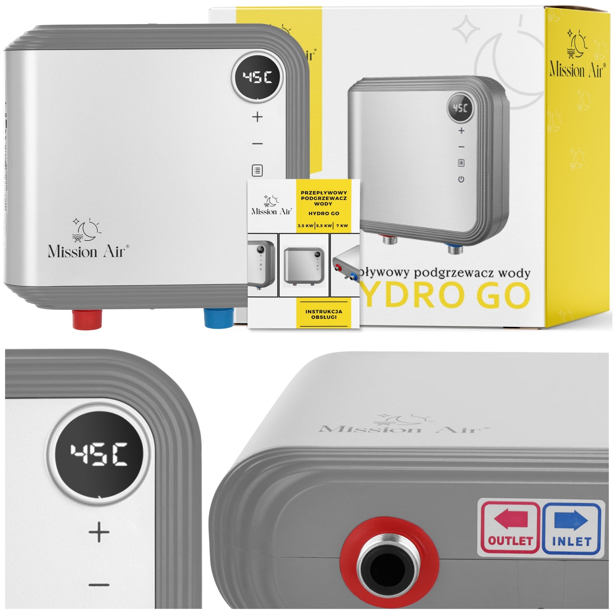 Nástenný elektrický prietokový ohrievač vody Mission Air 3,5 kW Wifi