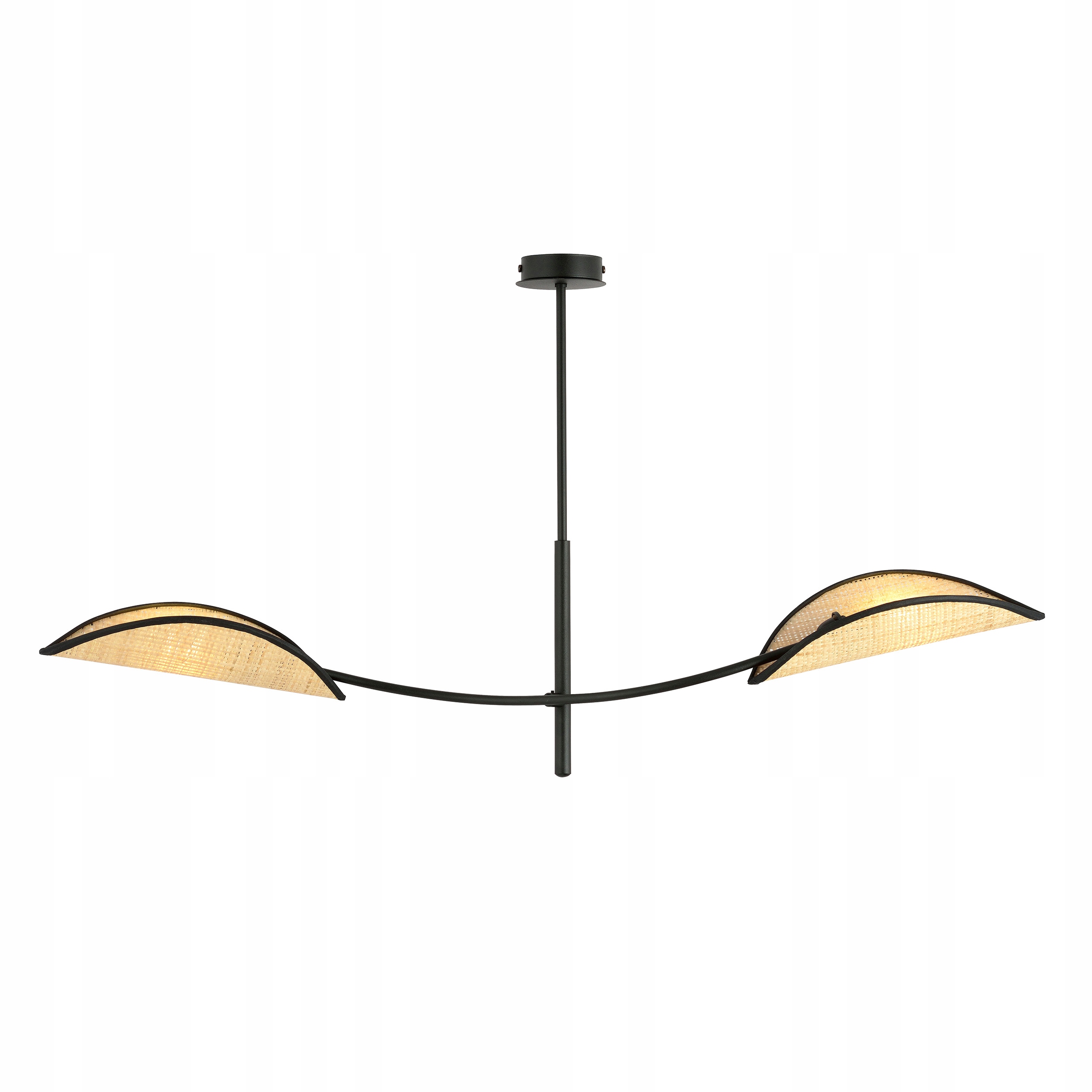 Závěsná lampa stropní svítidlo Lotus 2, černý ratan, originální stínidlo Boho, přírodní