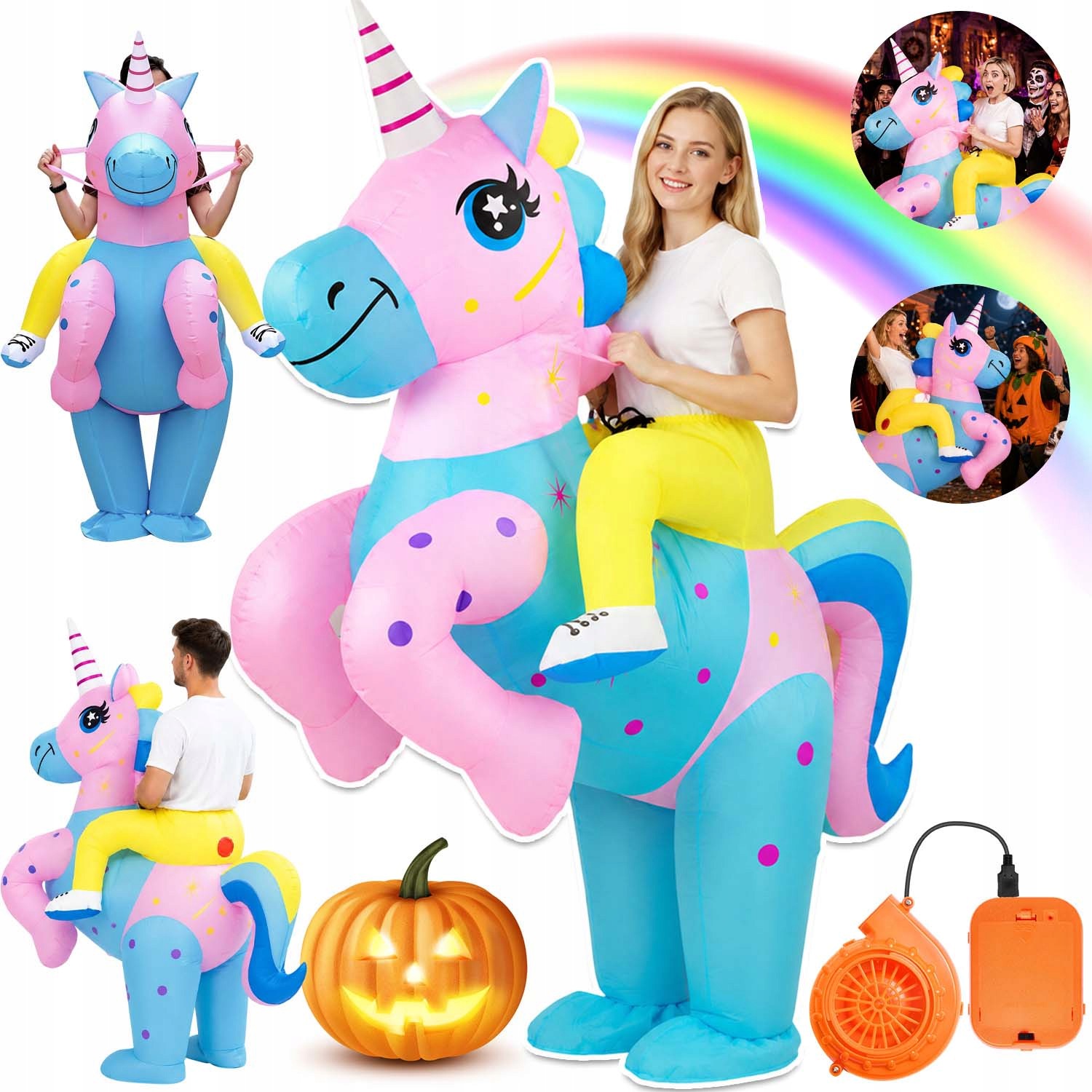Kostým Jednorožec Nafukovací Převlek Kostým Halloween Samonafukovací Unisex